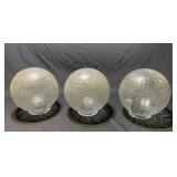 3 Vintage crackle glass dome light shades