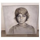 Large signed oil on canvas portrait, signed on