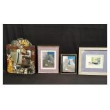 Group of cat fabric artwork, print, mirror, etc