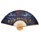 Vintage hand painted large hand fan