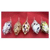 Group of 5 vintage Murano art glass fishes