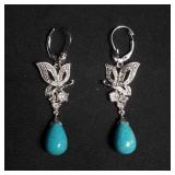 Sterling silver & turquoise drop earrings