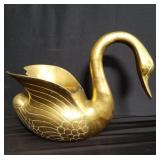 Vintage brass swan planter