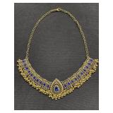 Blue and gold-tone necklace