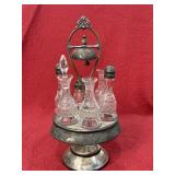 Vintage silver plated crystal cruet set