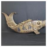 Vintage carved wood fish with  Chinese characters