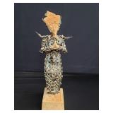 Thai tied coin folk art goddess sculpture w/