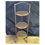 Vintage 3 tier wood & brass stand