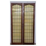 Pair of leaded glass window panels