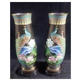 Pair of Asian cloisonne vases
