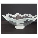 Signed Stephen Schlanser frosted glass bowl