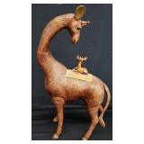 Mid century woven wicker giraffe box sculpture