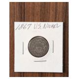 1867 US Shield Nickel coin