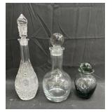 Group of crystal & glass decanters in box lot