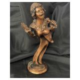 Signed jazz singer copper statue