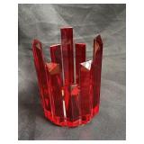 Red glass crystal candle holder