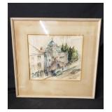Vintage signed watercolor Stanley M Lewis