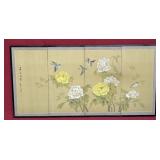 Antique Japanese signed hand painted 4 panel