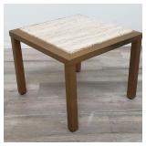 Italian marble top on wood base side table