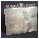 Plated menorah signed Arie Ofir 8"L x 3"W x 7"H