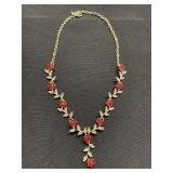 Red flowers necklace