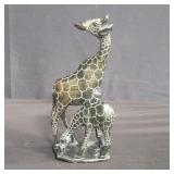 Signed carved stone giraffes sculpture 3"l  x