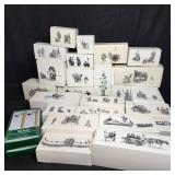 tub of Department 56 porcelain figurines in
