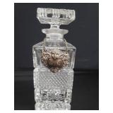 Crystal decanter w/ sterling silver gin tag