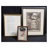 Box of framed art and document