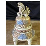 Antique Japanese hand painted incense burner