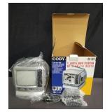 Coby 5" black & white television w/ AM/FM radio