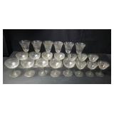 Group of etched glassware