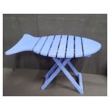 Group of 4 blue wood folding fish tables