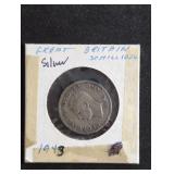 Silver 1943 Great Britain One Shilling coin