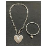 Heart necklace and bracelet