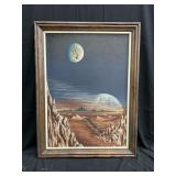 Framed signed acrylic on canvas surrealism