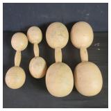 Group of vintage wood dumbbells box lot