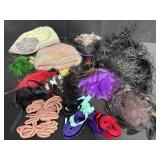 Collection of feather material, ribbon, vintage