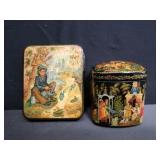 Vintage signed handpainted Russian lacquer boxes