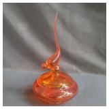 Vintage bird glass covered bowl