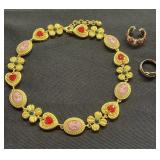 Cameo necklace and 2 rings lot