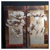 Pair of contemporary floral prints on canvas