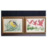 Pair of paintings on fabric