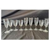 Group of 9 vintage etched glasses