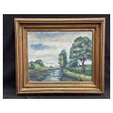 Framed oil on canvas landscape