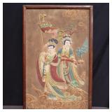 Vintage Asian handpainted plaster raised relief