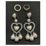 Group of earrings and rings