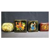 Vintage signed handpainted Russian lacquer boxes