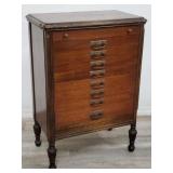 Vintage oak 9-drawer flat filing cabinet