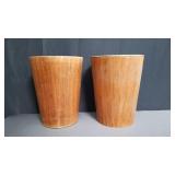 Pair of vintage wood trash bins